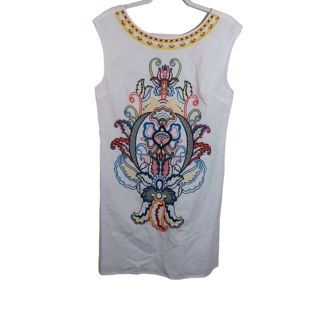 Flying Tomatoes Ladies Sleeveless Embroidered Midi Dress- size L